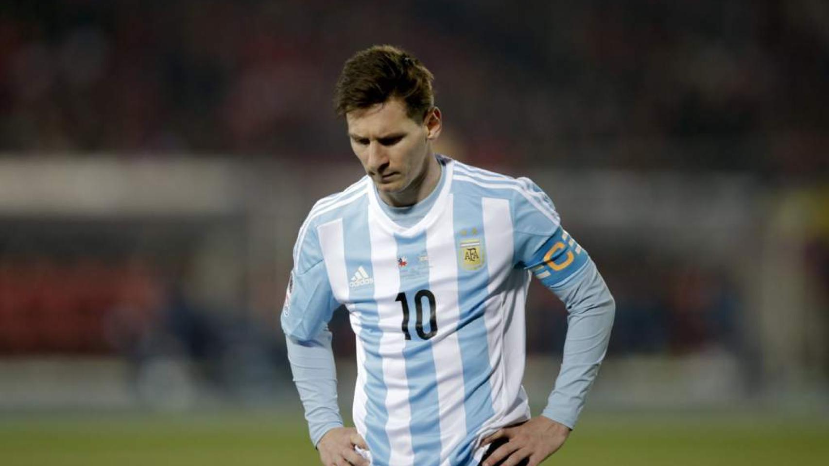 Messi, durante un partido con Argentina.
