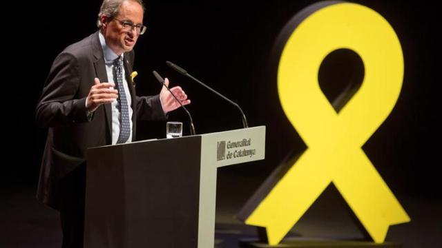 Torra, durante su discurso en el Teatro Nacional de Cataluña.