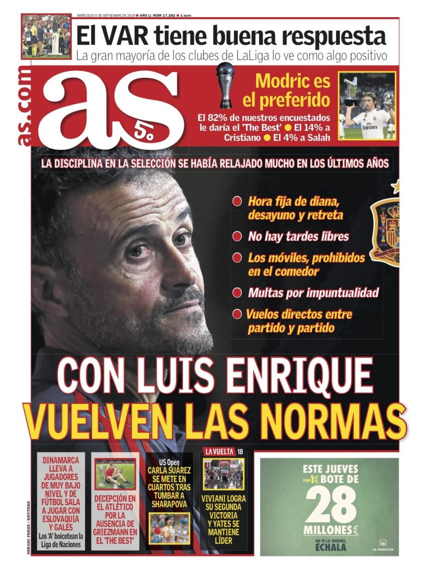 La portada del diario AS (05/09/2018)