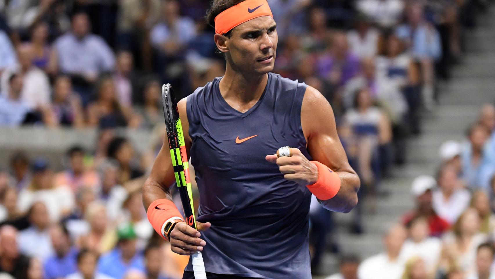 Nadal, celebrando un punto ante Thiem.