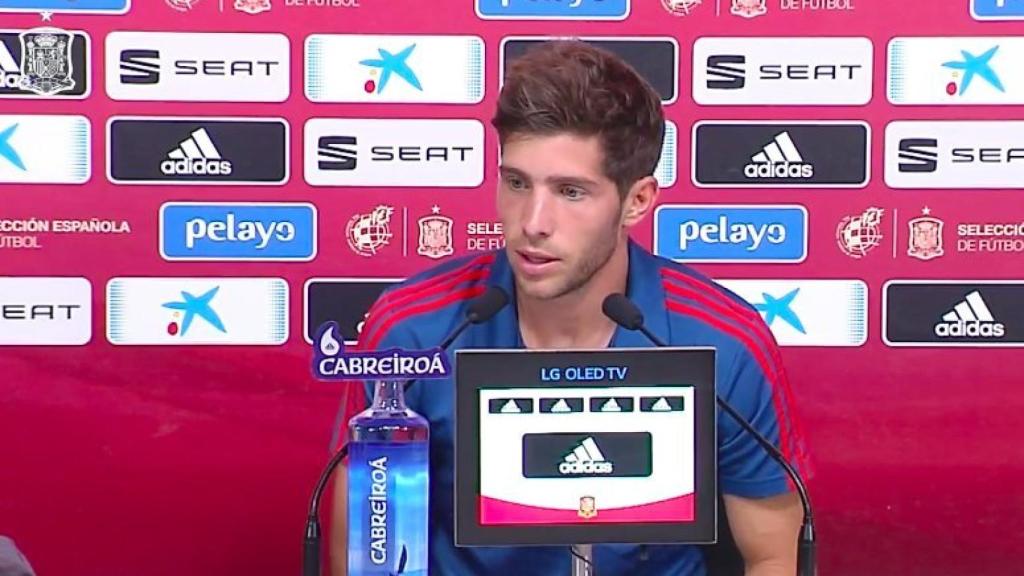 Sergi Roberto, en rueda de prensa con la selección española. Foto: Twitter (@SeFutbol)