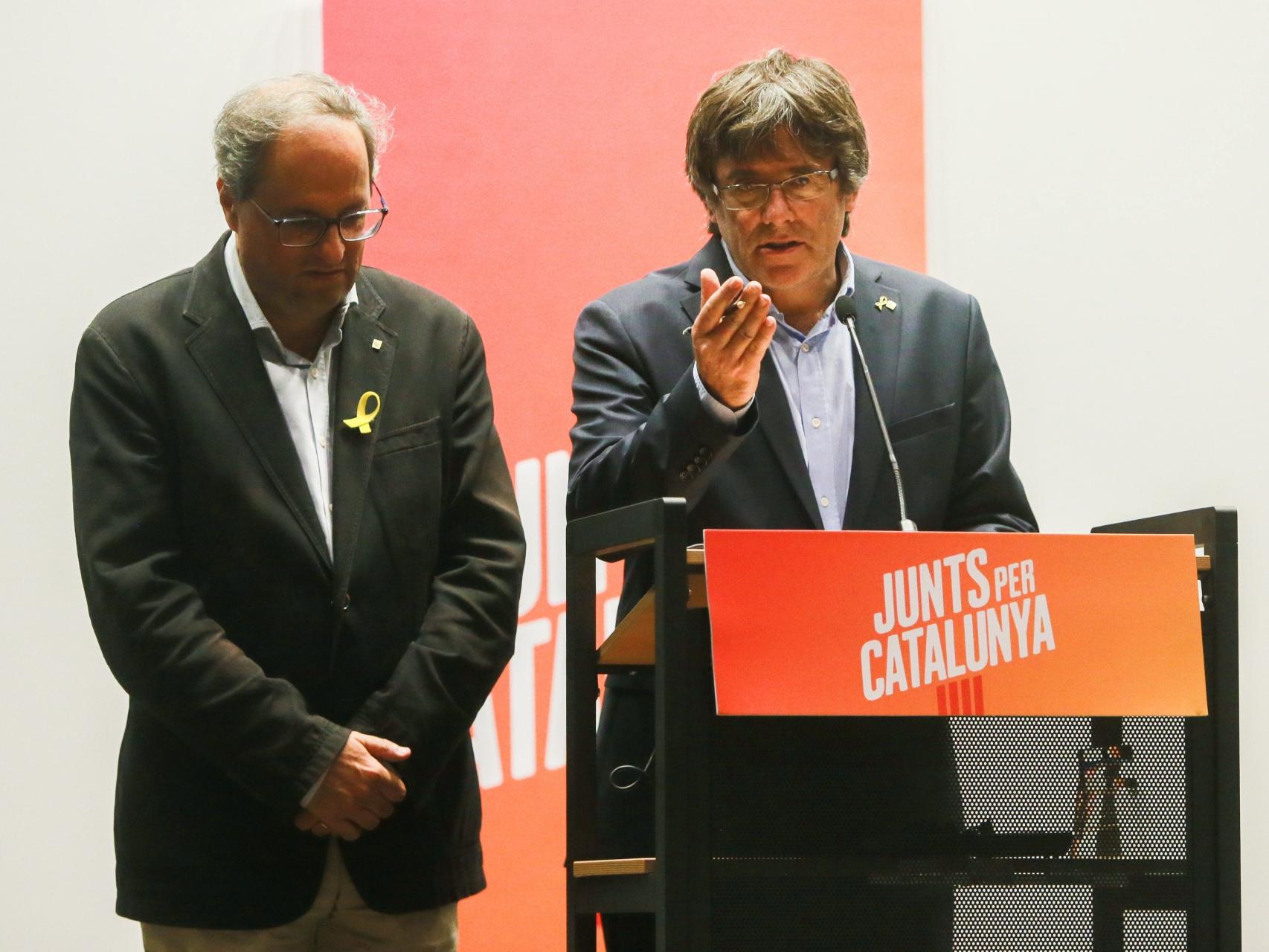 Puigdemont y Torra, durante su última rueda de prensa en Bruselas