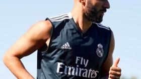 Benzema se entrena en Valdebebas. Foto: Twitter (@karimbenzema)