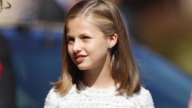 La princesa Leonor a su llegada a la Santa Cueva de Covadonga.