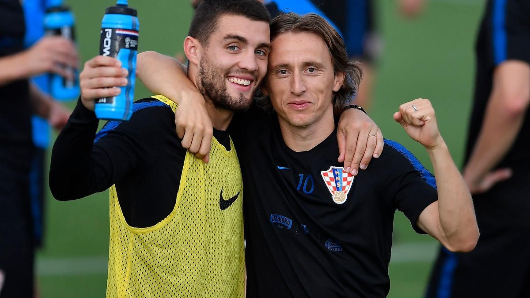 Kovacic y Modric entrenando con Croacia. Foto: Twitter (@Mateo_Kova23)