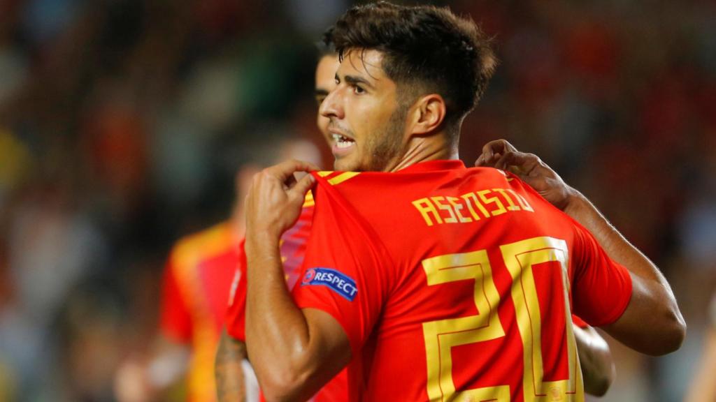 Asensio celebra un gol contra Croacia