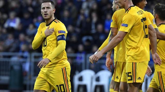 Hazard celebra su gol contra Islandia. Foto: Twitter (@BelRedDevils)