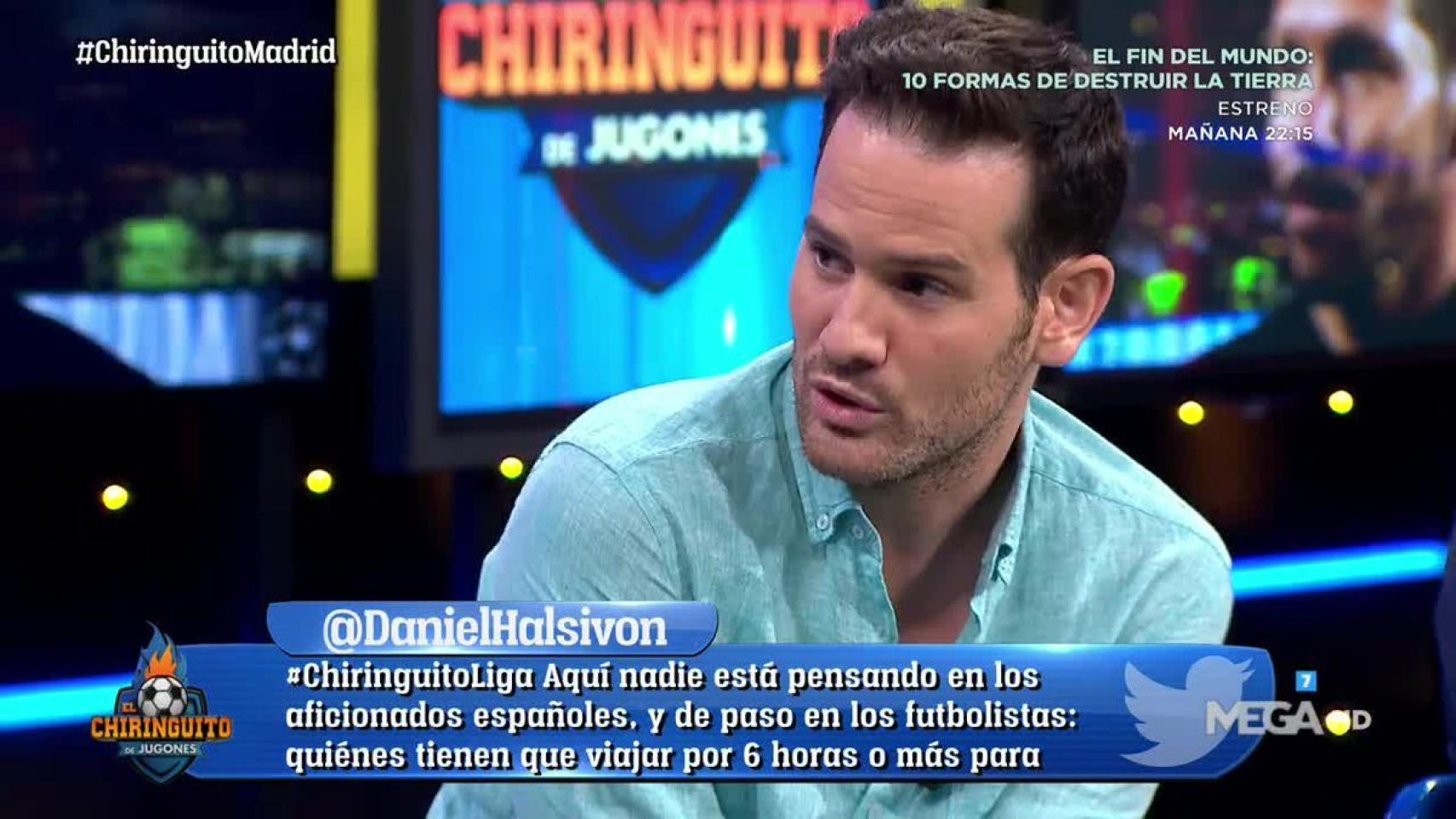 Quim Domènech en El Chiringuito. Foto: Twitter (@elchiringuitotv)