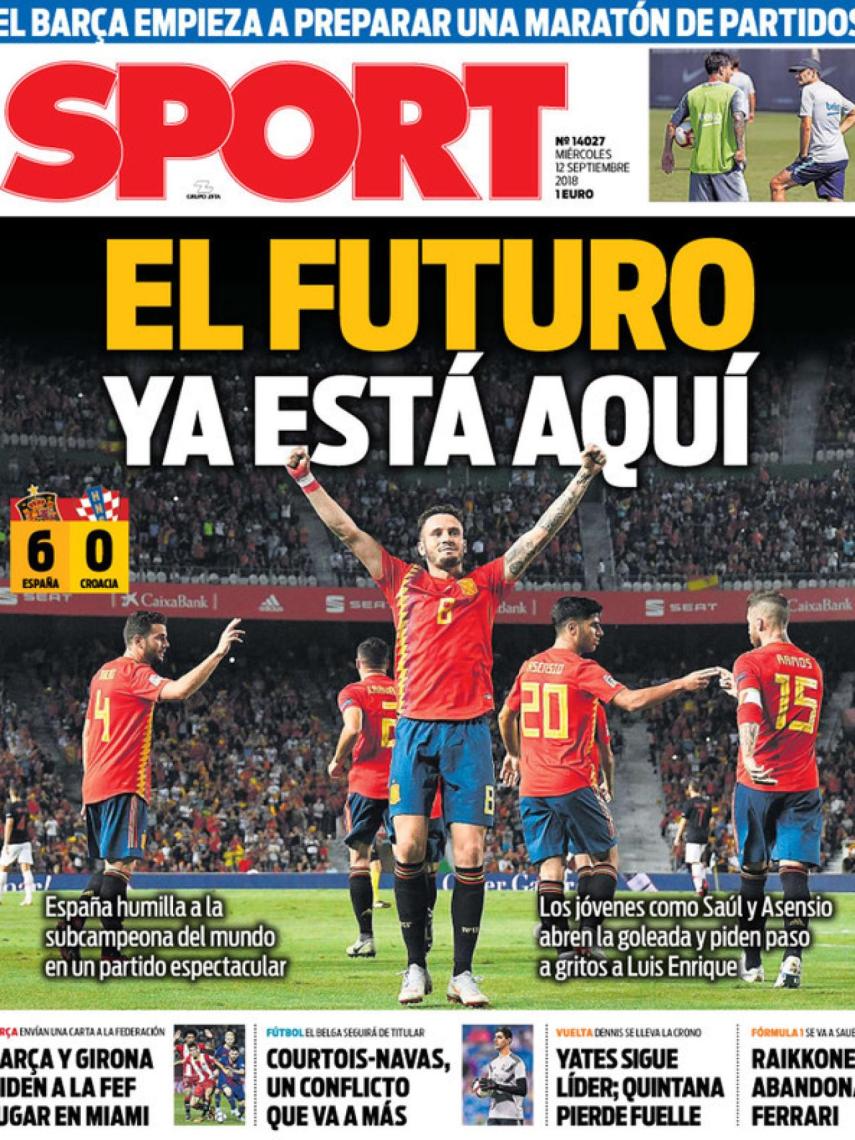 Portada del diario Sport (12/09/2018)
