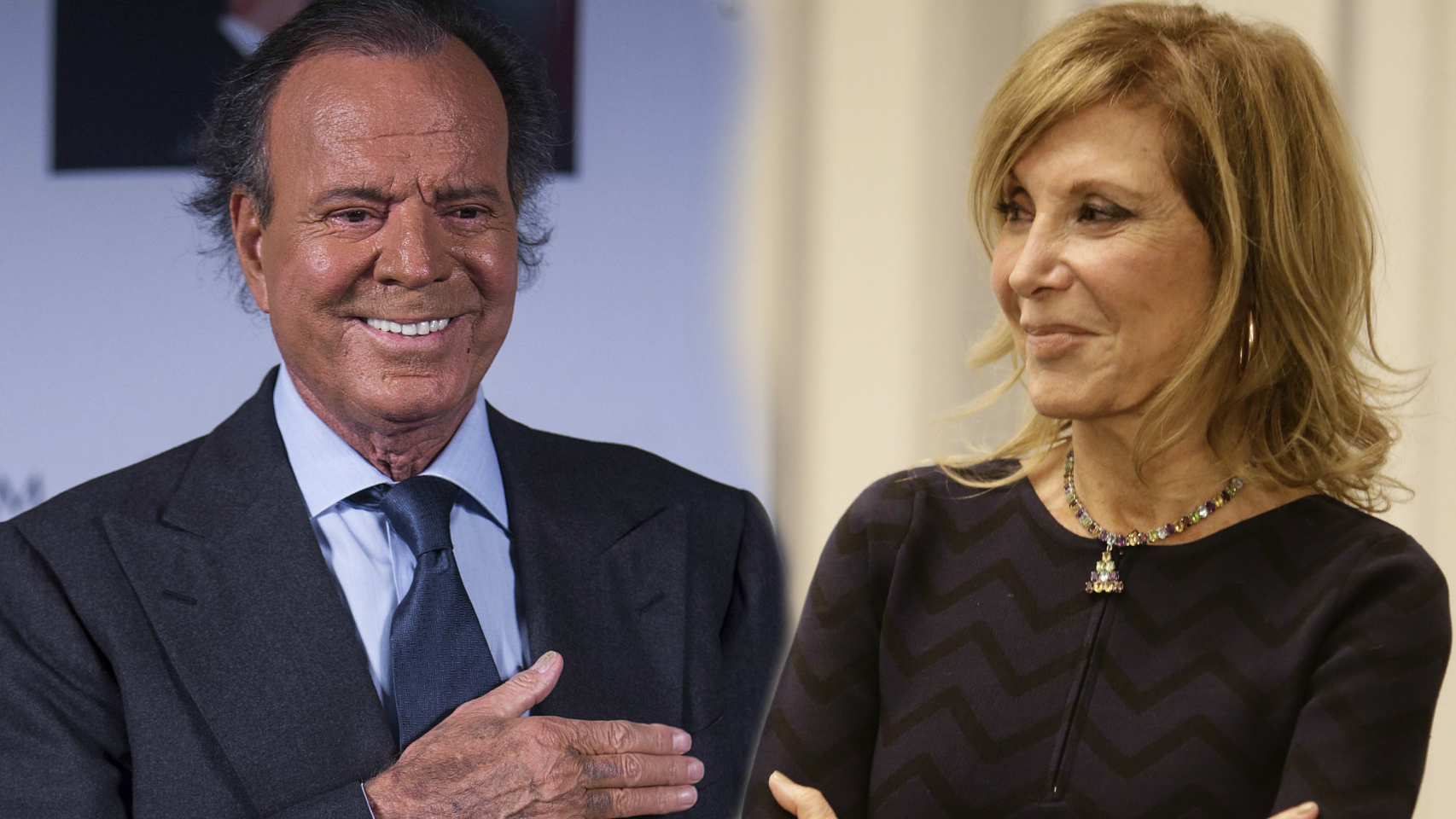 Julio Iglesias y Pilar Eyre, en un montaje de JALEOS.