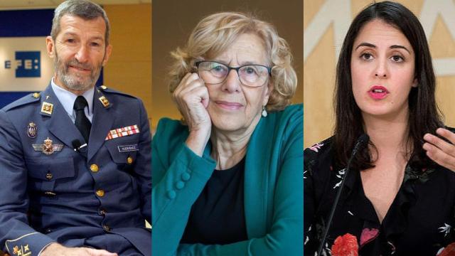 Julio Rodríguez, Manuela Carmena y Rita Maestre.