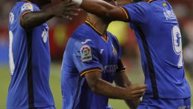 Los jugadores del Getafe celebran un gol ante el Sevilla