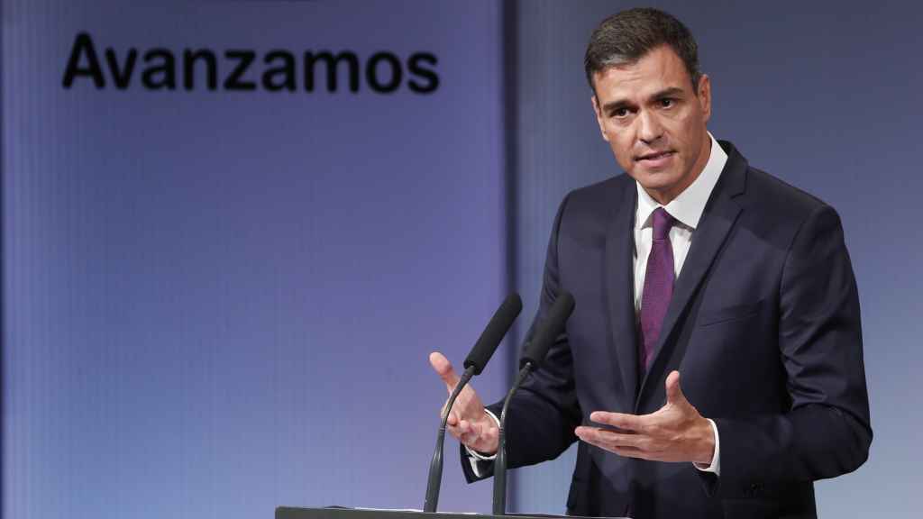 Sánchez, en el acto solemne de este lunes en el que anunció su reforma de los aforamientos.