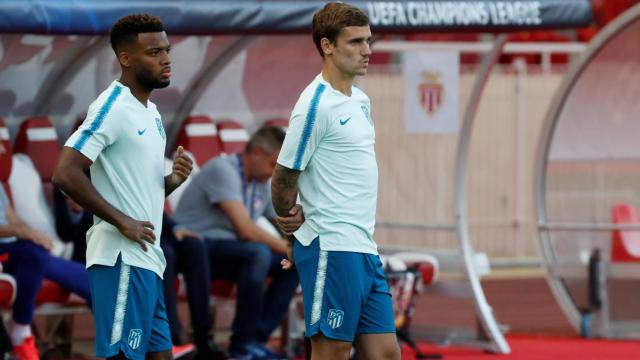 Lemar y Griezmann en el entrenamiento del Atlético