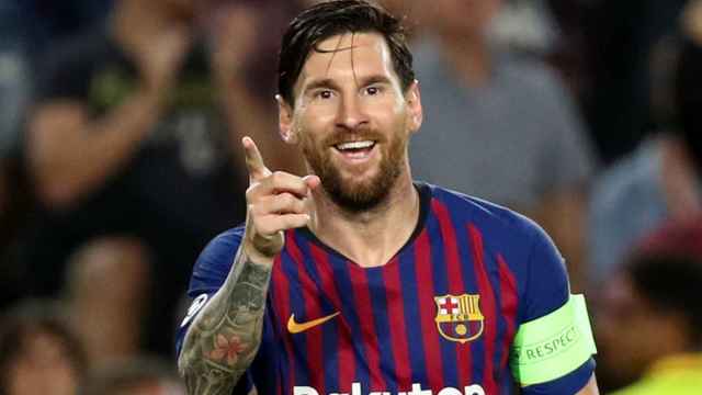 Messi celebrando uno de sus tres goles