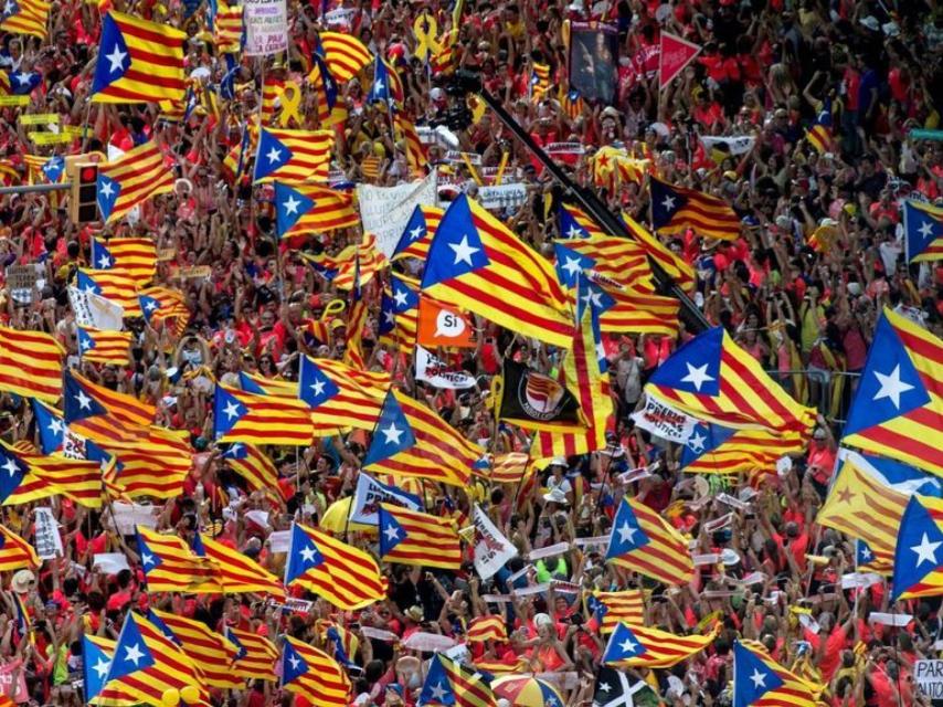 Vista de la manifestación independentista con motivo de la Diada.