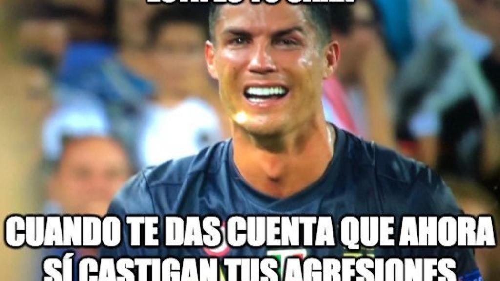 Meme de Cristiano Ronaldo por su expulsión ante el Valencia. Foto: memedeportes.com