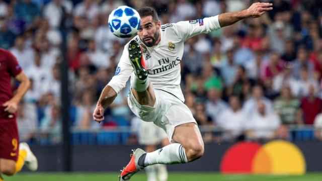 Carvajal, en el partido de la Champions entre Real Madrid y Roma