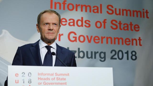 El presidente del Consejo Europeo, Donald Tusk, en Salzburgo