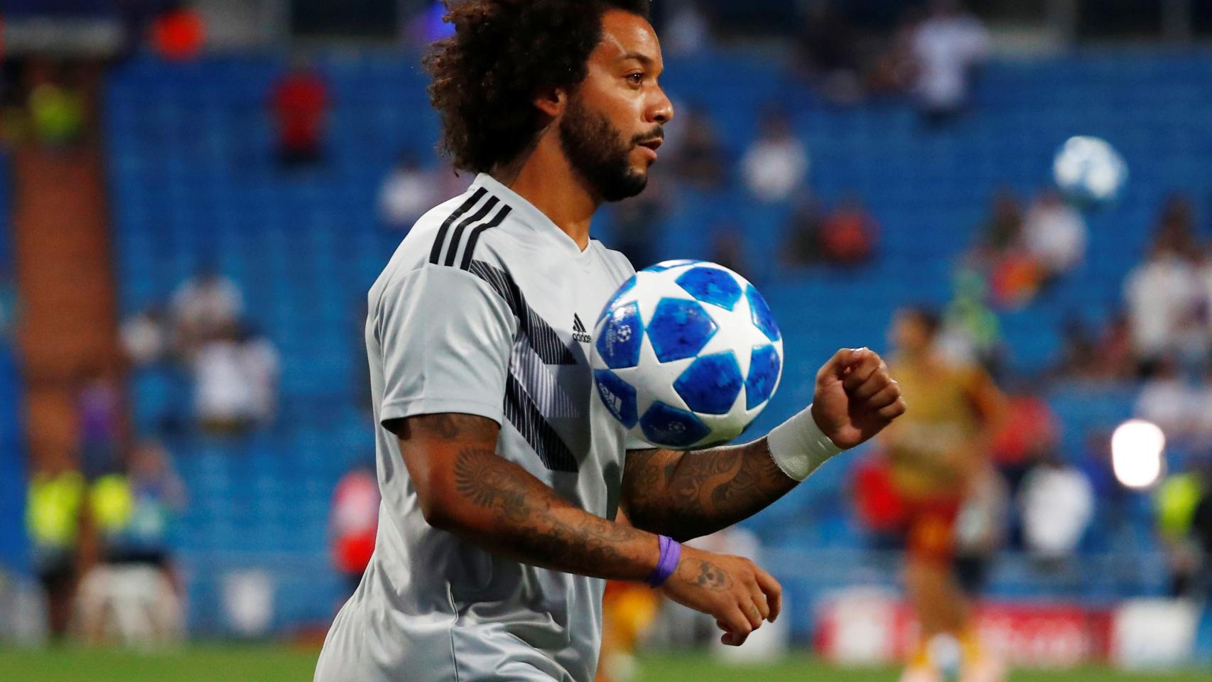 Marcelo, durante el calentamiento