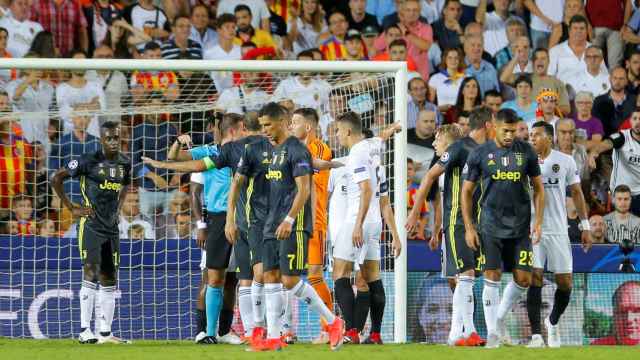 Cristiano Ronaldo, expulsado con la Juventus ante el Valencia