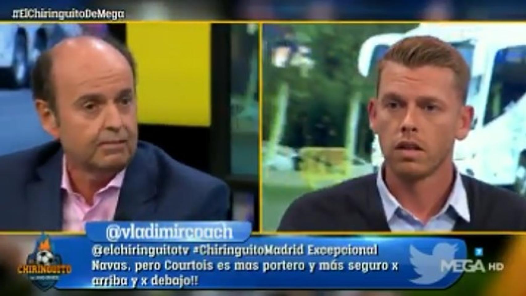 Juanma Rodríguez y Jota Jordi discuten en El Chiringuito. Foto: Twitter (@elchiringuitotv)