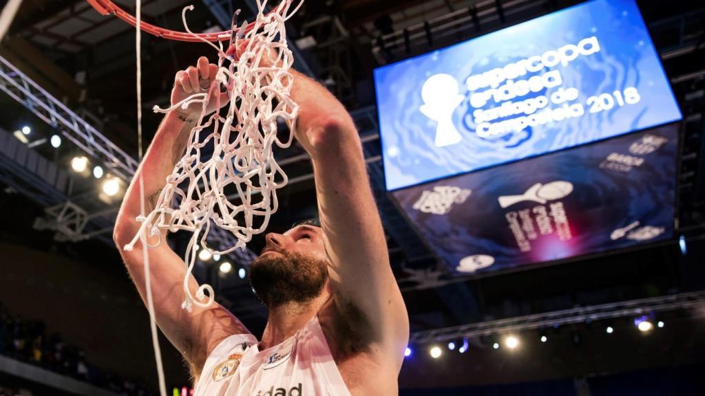 Rudy Fernández celebra la Supercopa de baloncesto