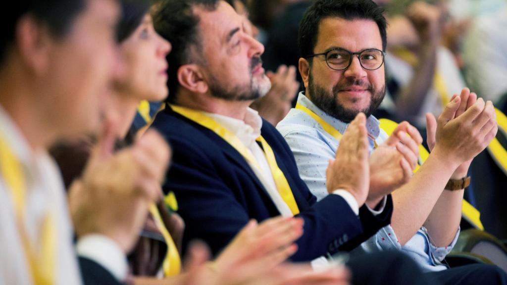 Pere Aragonés, durante el consejo nacional de ERC en Barcelona.