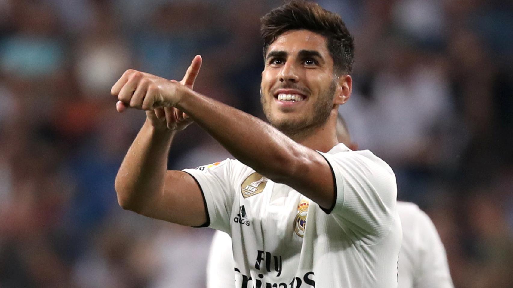 Asensio celebra un gol con el Real Madrid