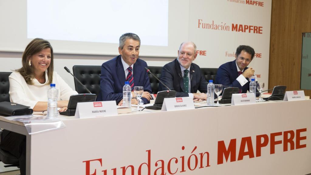 María Nuche, directora de Gestión de Riesgos del Consorcio de Compensación de Seguros, Sergio Álvarez, director general de Seguros y Fondos de Pensiones, Julio Domingo, Julio Domingo, Director General de Fundación Mapfre, y Ramón Carrasco, chief executive officer de Mapre.