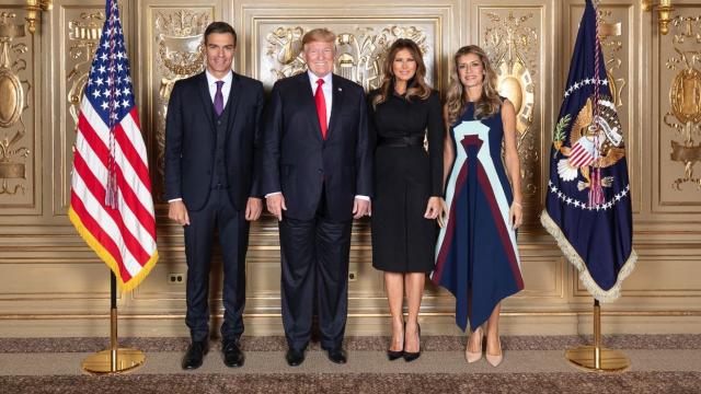 Pedro Sánchez, Donald Trump, Melania Trump y Begoña Gómez.