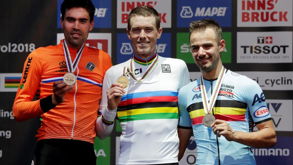 El podio de la contrarreloj del Mundial de Ciclismo