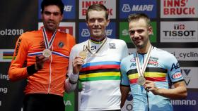 El podio de la contrarreloj del Mundial de Ciclismo