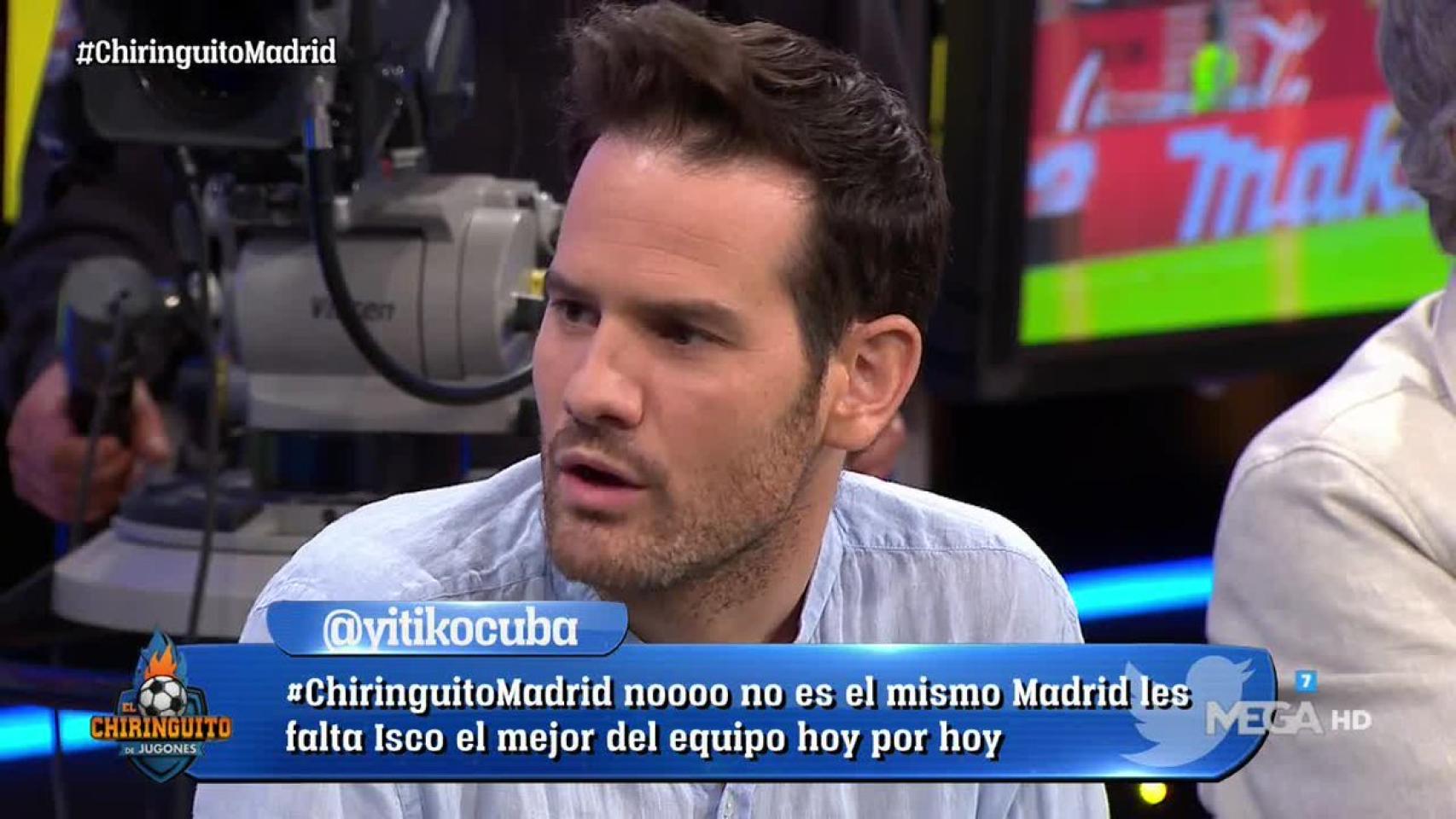 Quim Domènech en El Chiringuito. Foto: Twitter. (@elchiringuitotv)