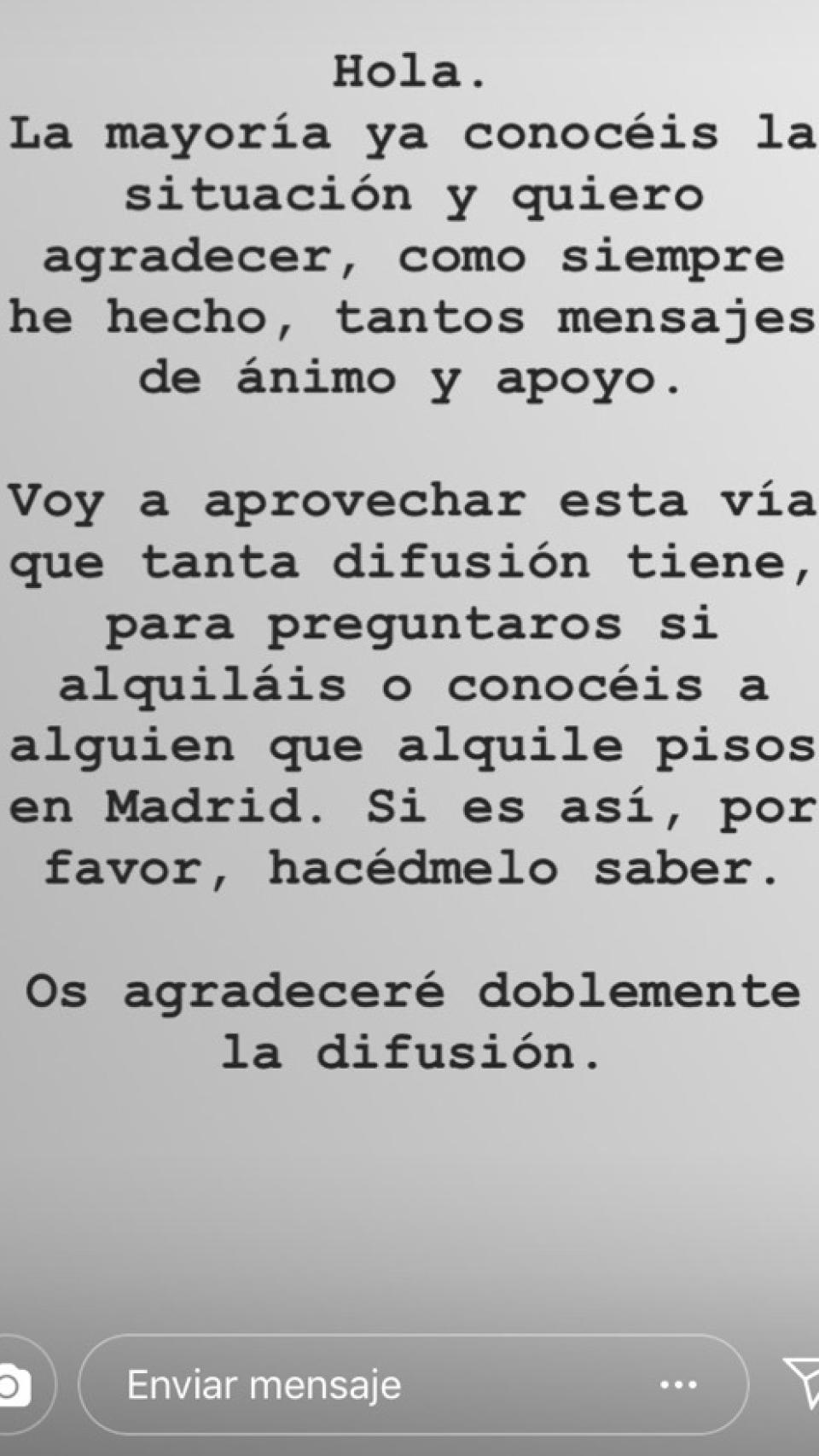 El mensaje de Julián en Instagram.