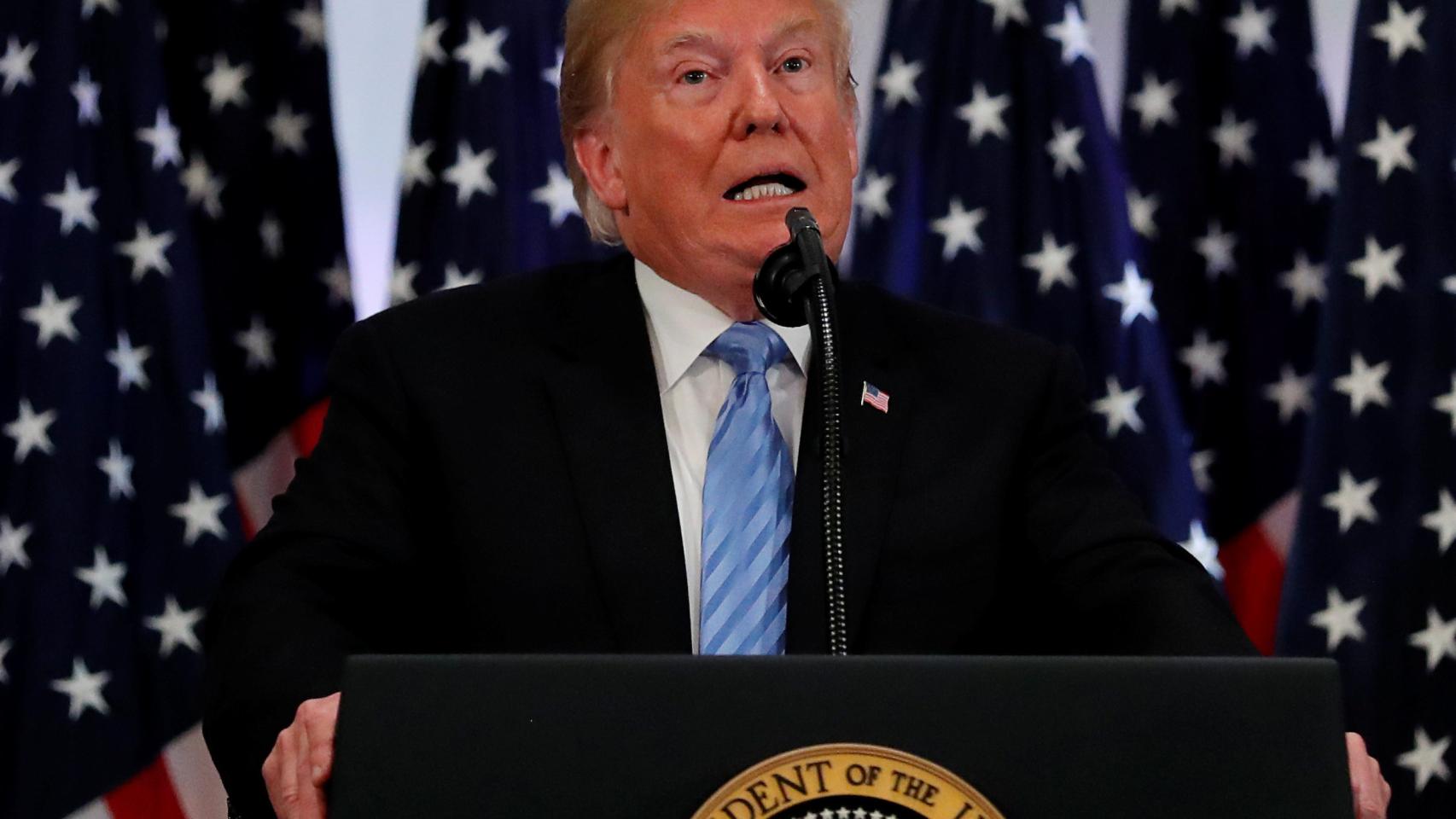 Donald Trump durante su rueda de prensa en las Naciones Unidas.