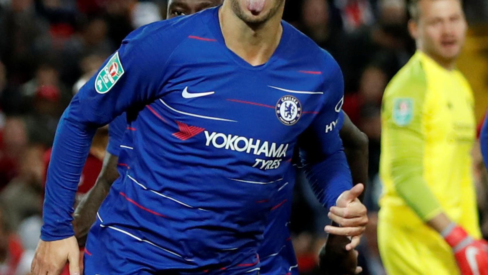 Hazard celebra un gol con el Chelsea