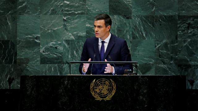 Pedro Sánchez durante su intervención en la Asamblea General de la ONU.