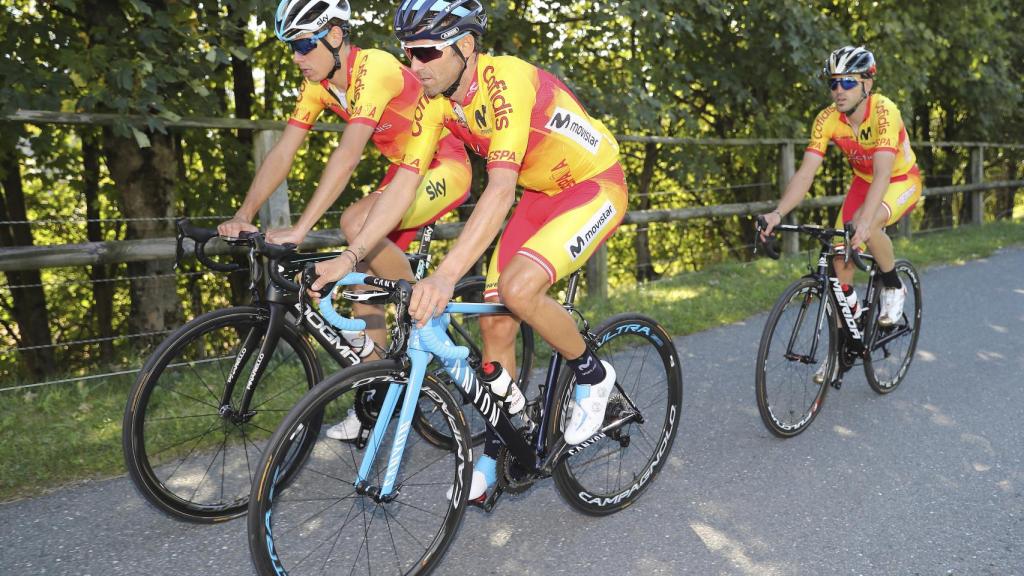 Alejando Valverde, entrenando en Innsbruk antes del Mundial