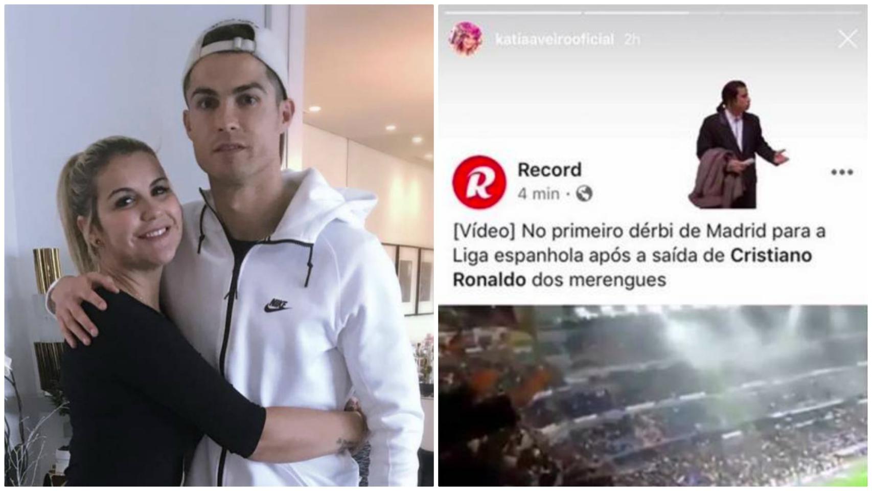 Katia Aveiro celebra por error un cántico hacia Cristiano en el derbi