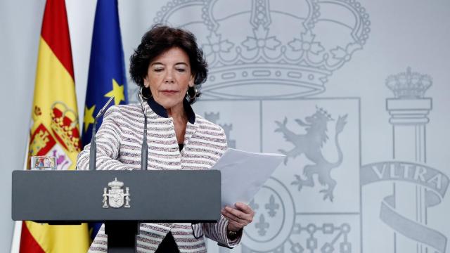 Isabel Celaá, portavoz del Gobierno, en su comparecencia en Moncloa.