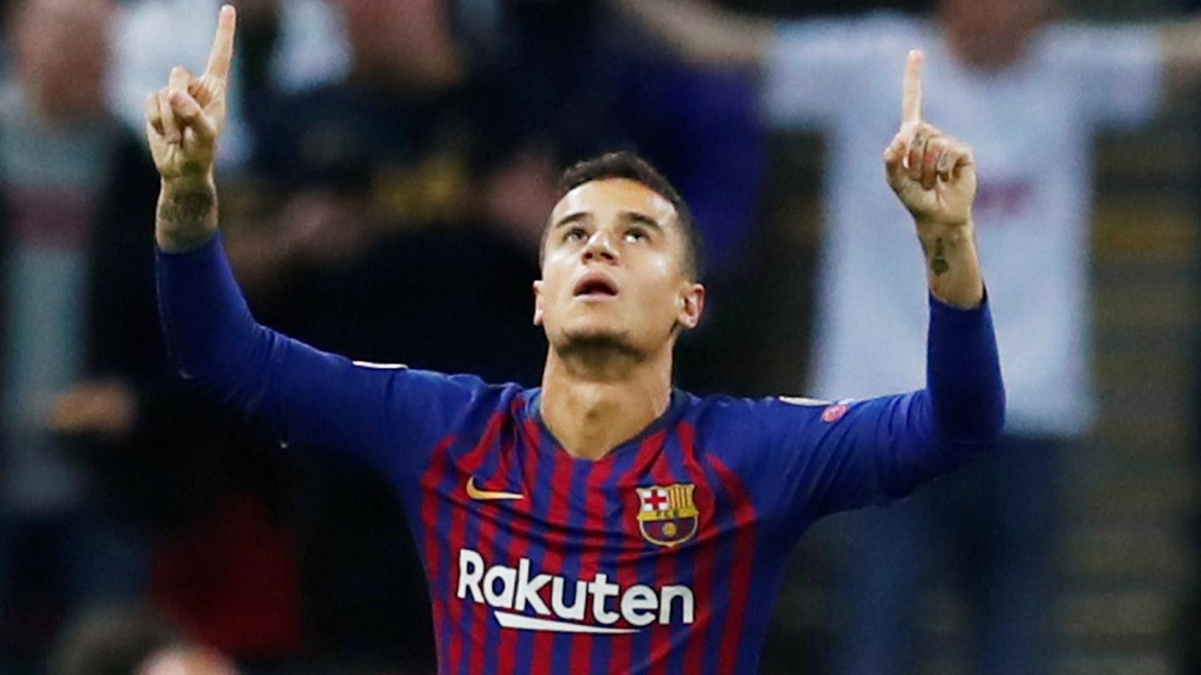 Philippe Coutinho celebrando el gol.