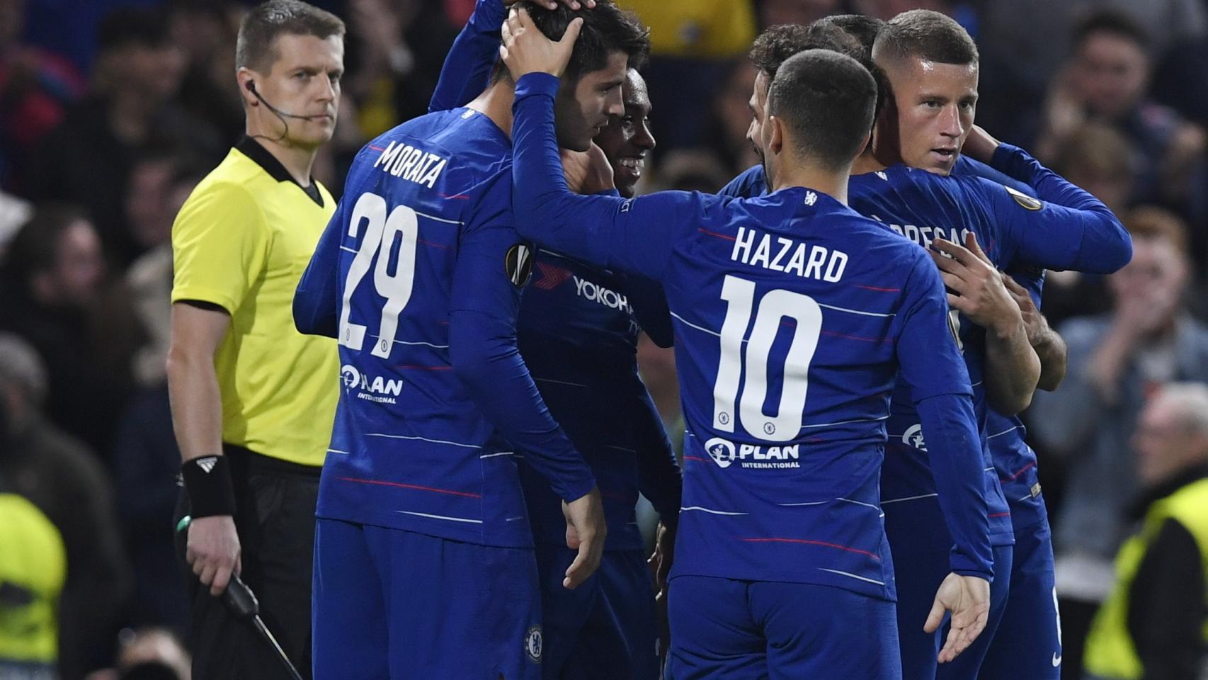 Álvaro Morata celebrando su gol ante el Videoton