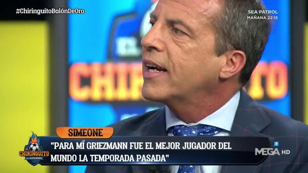 Cristóbal Soria en El Chiringuito. Foto: Twitter (@elchiringuitotv)