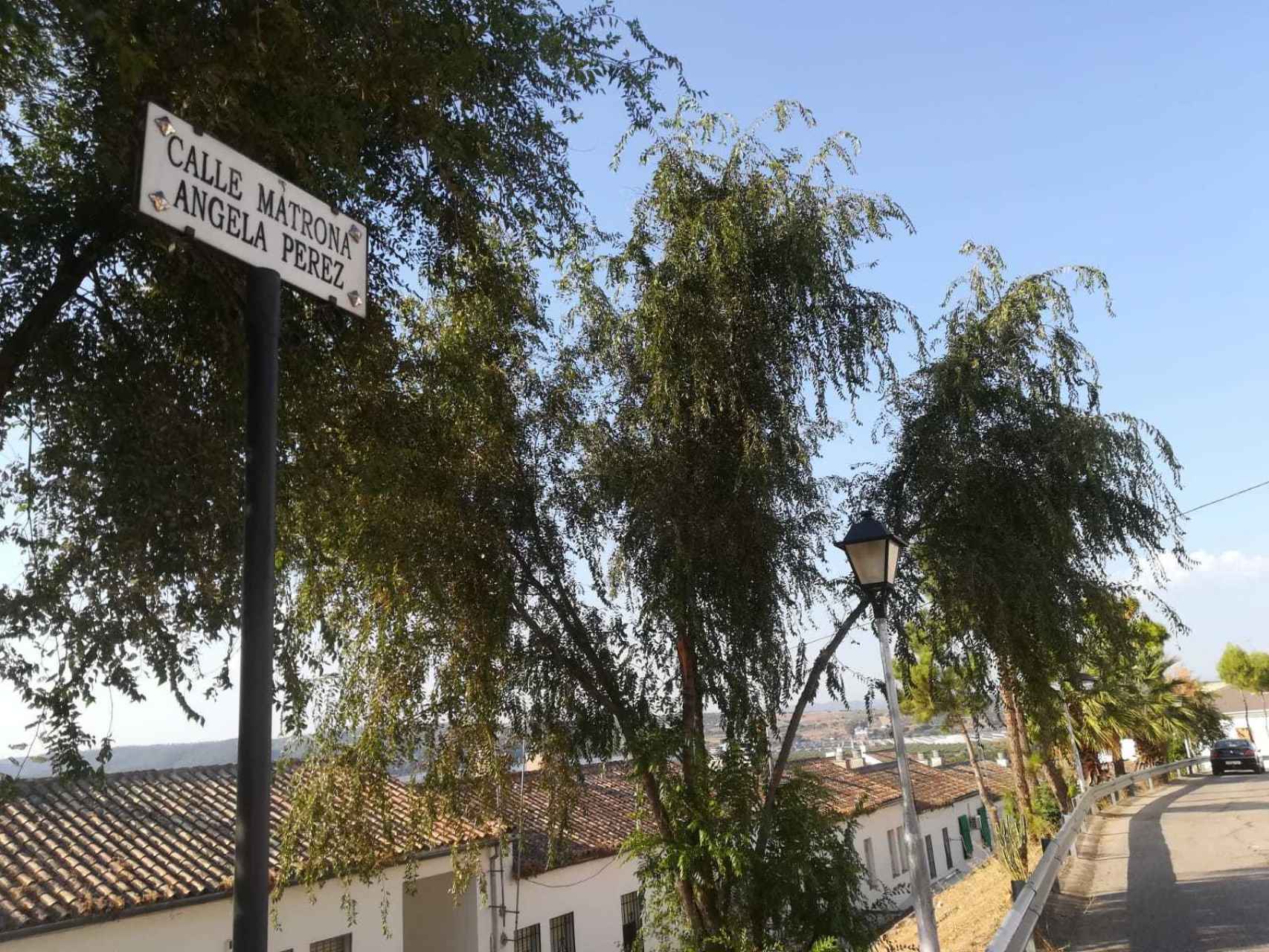 Calle en El Carpio (Córdoba) que lleva el nombre de la madre del comisario José Manuel Villarejo.