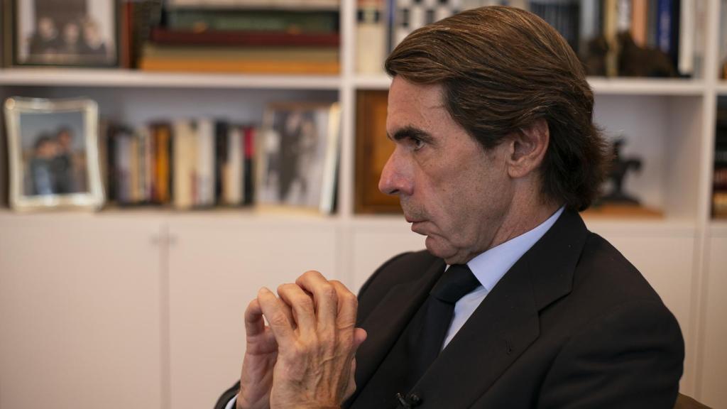 Aznar en su despacho de la Fundación Faes durante la entrevista.
