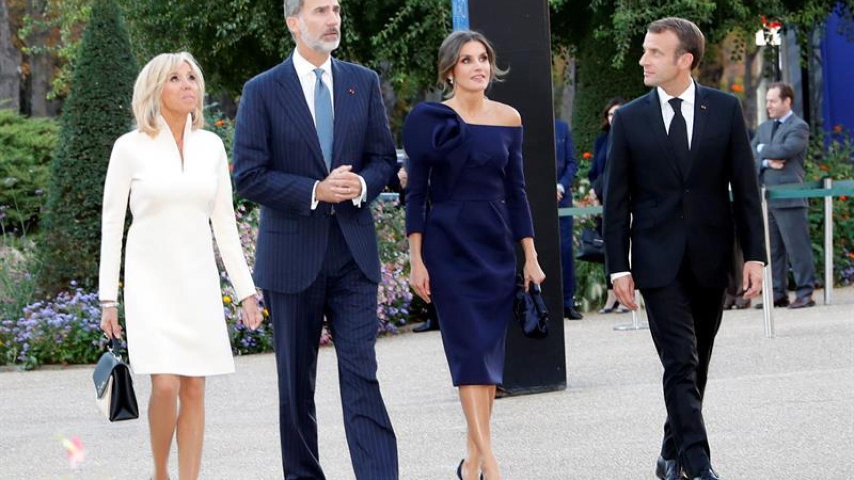 Los reyes de España durante su visita al presidente francés, Emmanuel Macron y su esposa, Brigitte