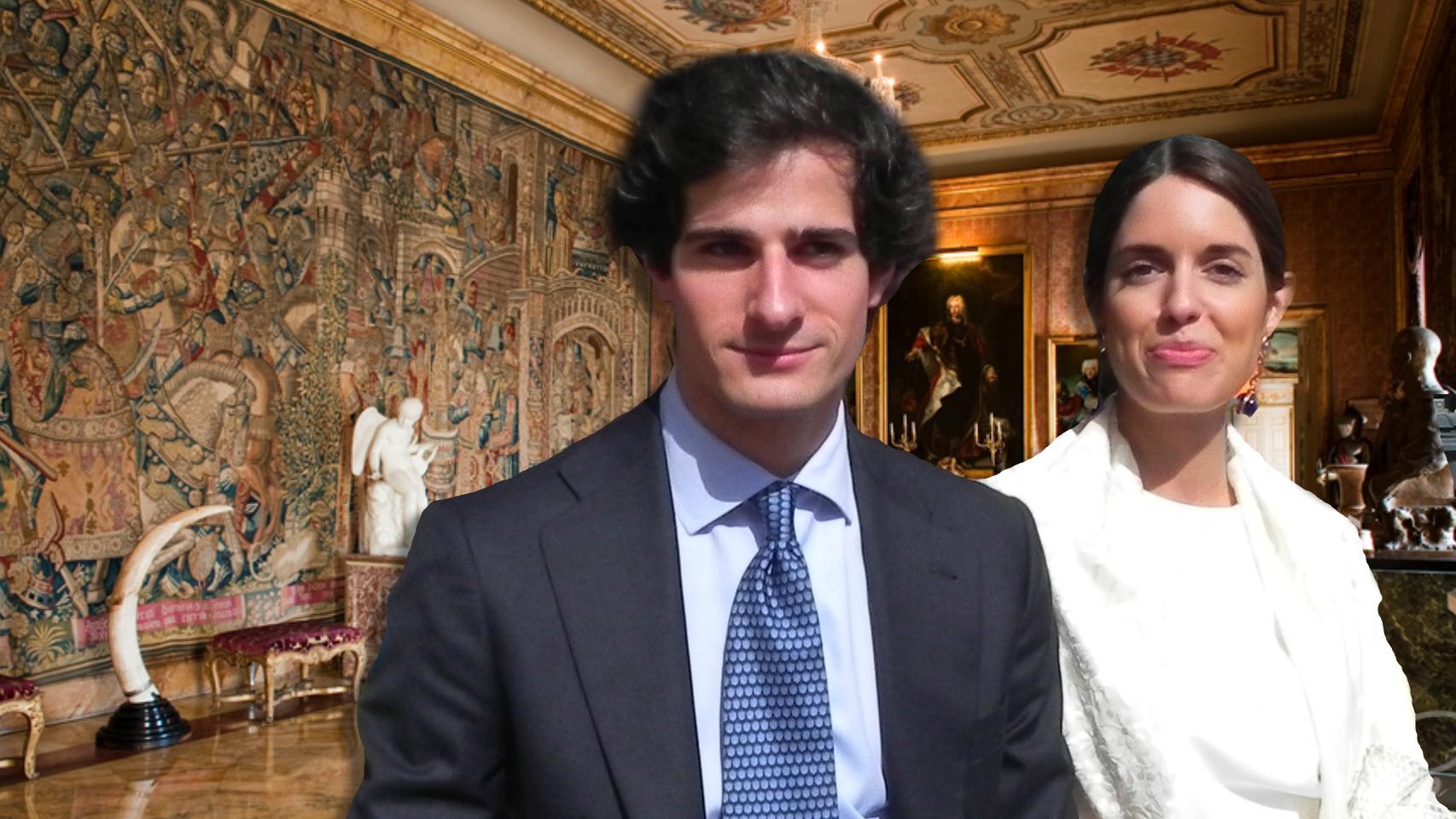 Fernando y Sofía en un montaje de JALEOS en una de las estancias del Palacio de Liria.