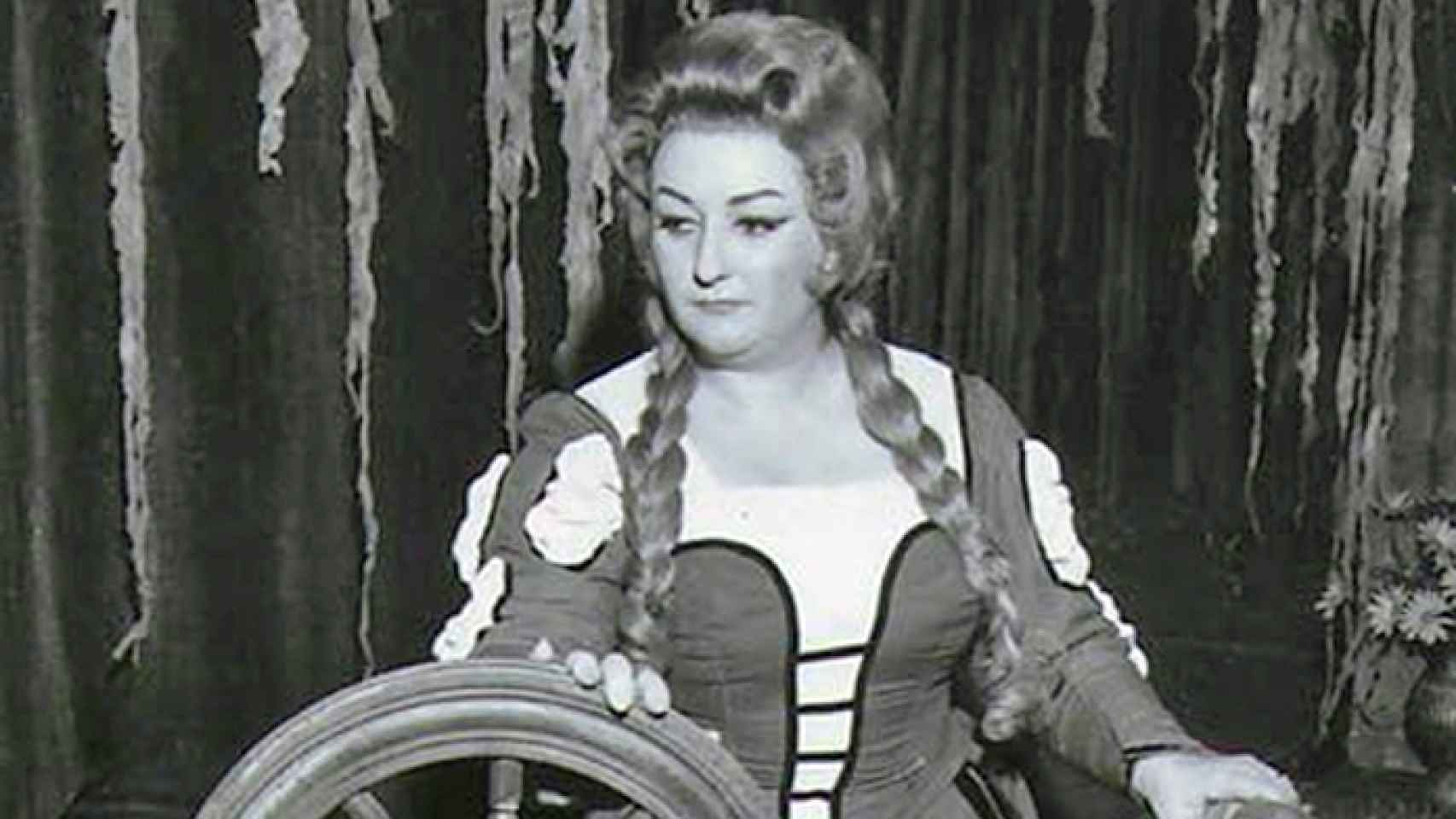 Caballé, caracterizada como Lucrecia Borgia, en su debut en el Carnegie Hall.