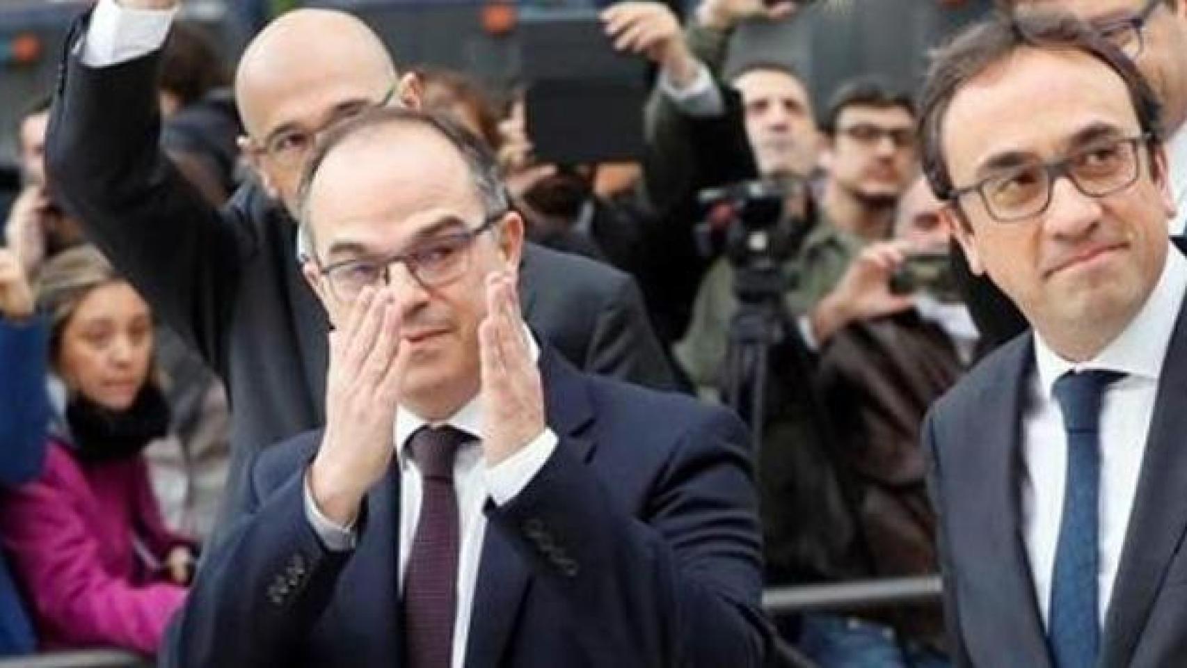 Los independentistas Raül Romeva, Josep Rull y Jordi Turull.